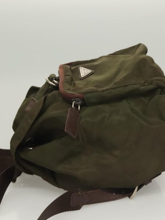 PRADA Backpack Nylon Khaki Silver Auth bs22991 main image 12